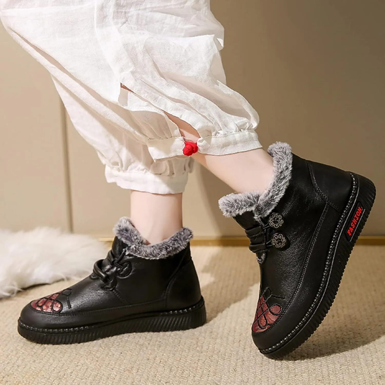 Snow Boots for Women Waterproof Wide Womens Boots Winter Ankle Snow Boots Womens Tall Woman Winter Leather Knee High Winter Boots Botas De Invierno Para Mujer Contra El Agua