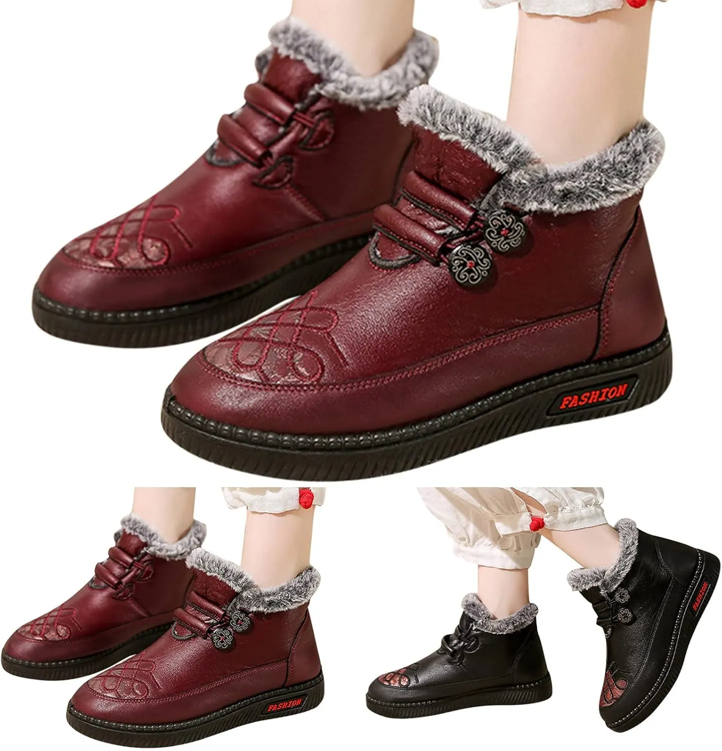 Snow Boots for Women Waterproof Wide Womens Boots Winter Ankle Snow Boots Womens Tall Woman Winter Leather Knee High Winter Boots Botas De Invierno Para Mujer Contra El Agua