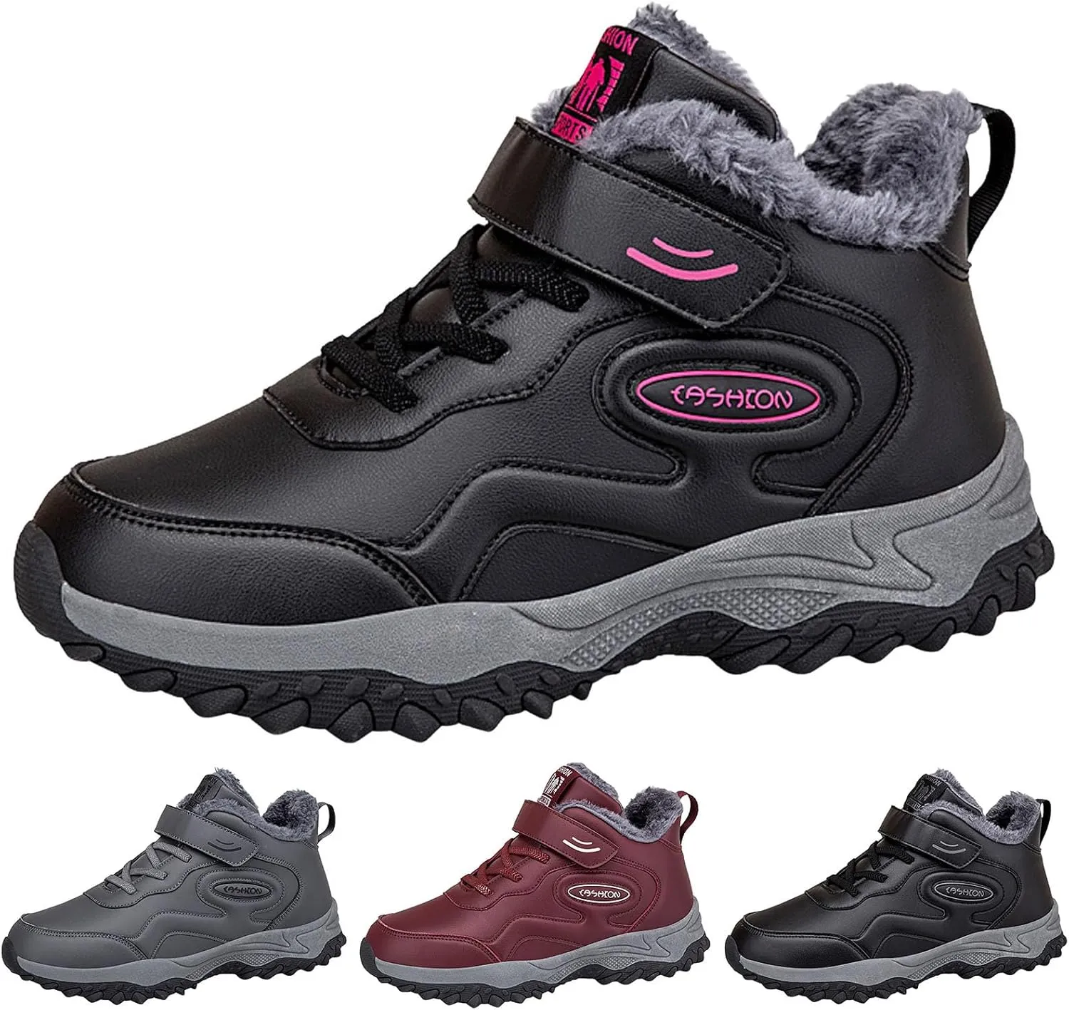 Snow Boots for Women Waterproof Winter Boots Lace Up Anti-slip Warm Fur Booties Winter Warm Outdoor Ankle Boots Thickening Winter Shoes Walking Hiking Boots