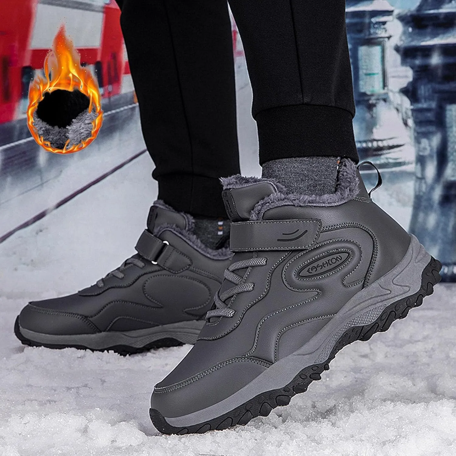 Snow Boots for Women Waterproof Winter Boots Lace Up Anti-slip Warm Fur Booties Winter Warm Outdoor Ankle Boots Thickening Winter Shoes Walking Hiking Boots