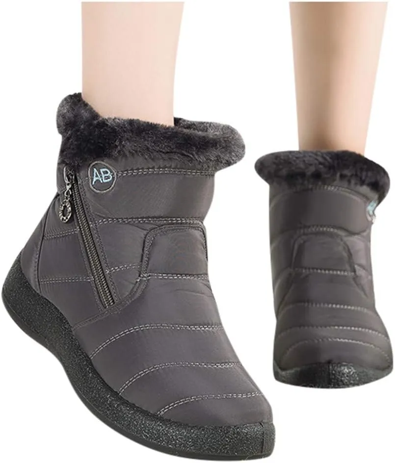 Snow Boots for Women Wide Width Women's Slip on Work Boots Waterproof Womens Snow Boots Wide Leg Women's Black Brown Tan Grey Winter Snow Boots Womens Winter Hiking Boot