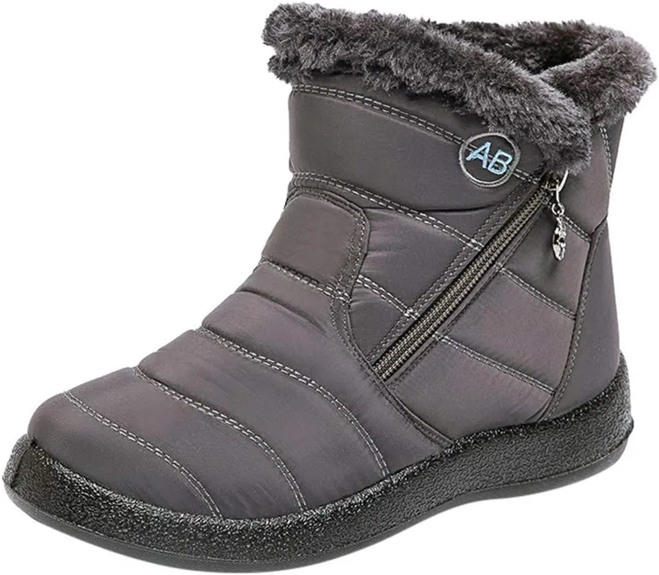 Snow Boots for Women Wide Width Women's Slip on Work Boots Waterproof Womens Snow Boots Wide Leg Women's Black Brown Tan Grey Winter Snow Boots Womens Winter Hiking Boot