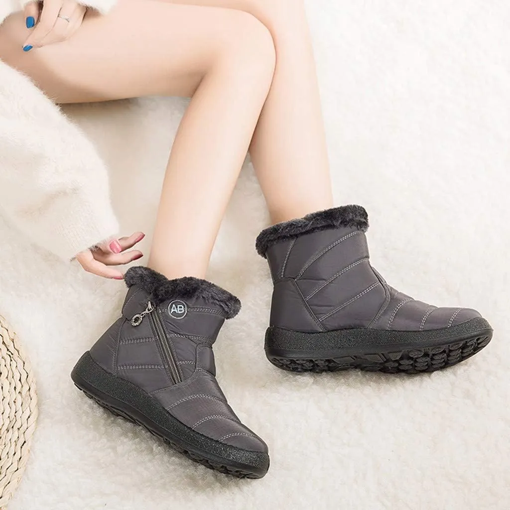 Snow Boots for Women Wide Width Women's Slip on Work Boots Waterproof Womens Snow Boots Wide Leg Women's Black Brown Tan Grey Winter Snow Boots Womens Winter Hiking Boot