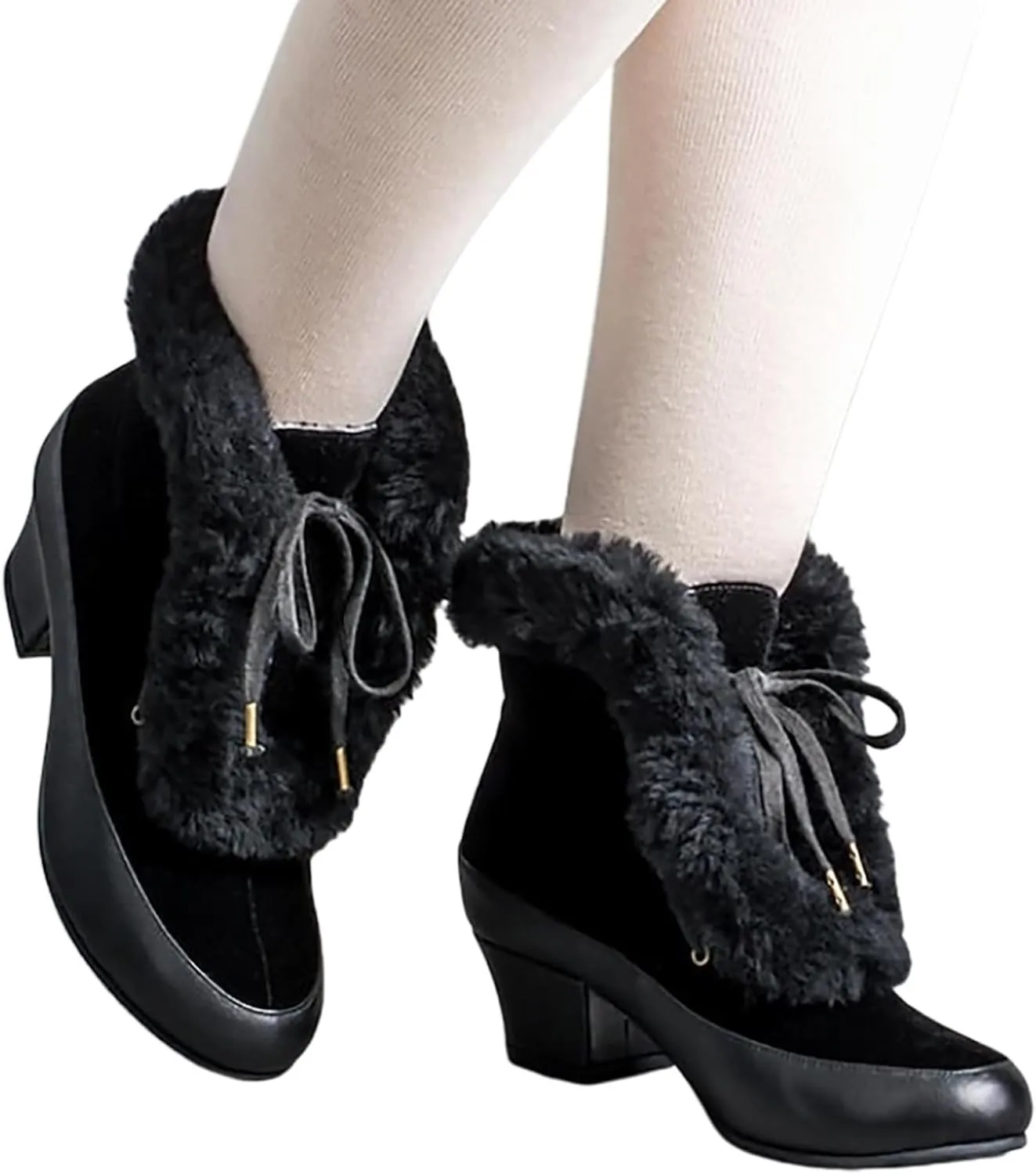 Snow Boots for Women Winter Boots 2024 Large Size Lace-Up Fuzzy Boots Warm Cotton Boots Cotton Shoes Snow Boots