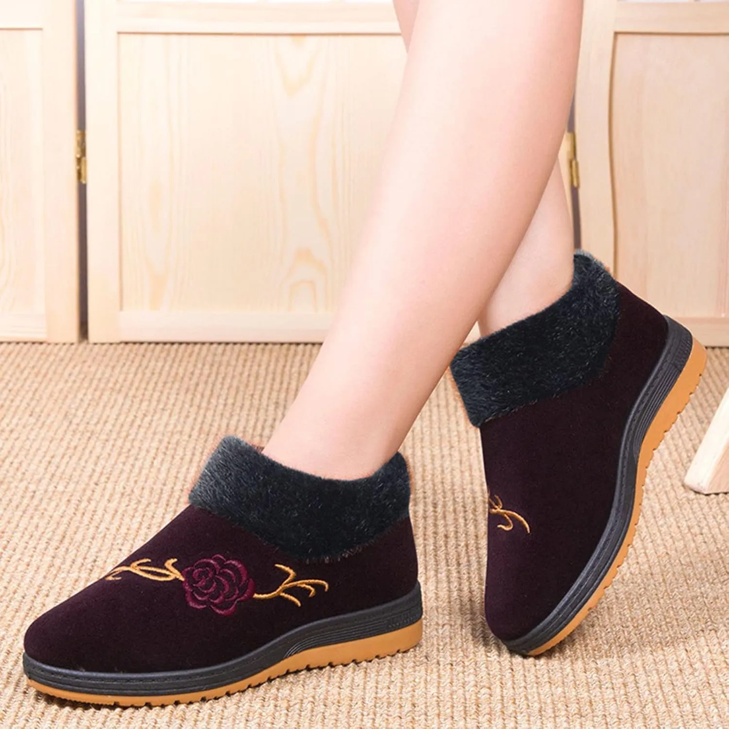 Snow Boots for Women Womens Waterproof Winter Boots Size 8 Fur Lined Winter Boots for Women Mid Calf Winter Boots for Women Low Heel Women Winter Wide Width Boot