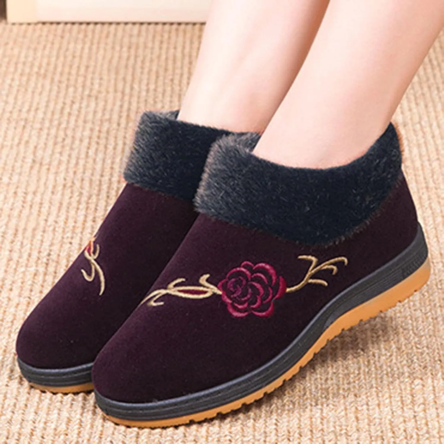 Snow Boots for Women Womens Waterproof Winter Boots Size 8 Fur Lined Winter Boots for Women Mid Calf Winter Boots for Women Low Heel Women Winter Wide Width Boot