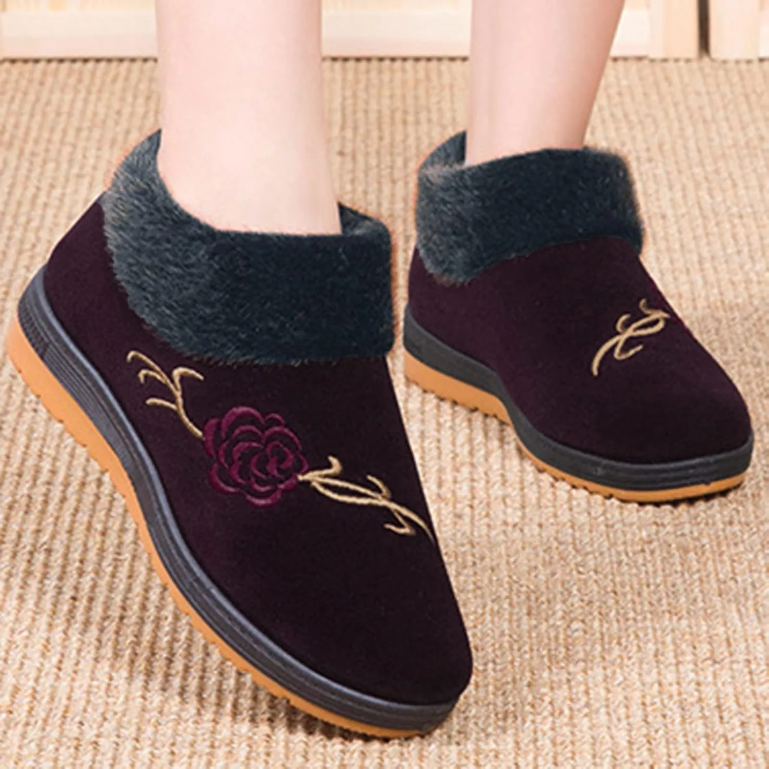 Snow Boots for Women Womens Waterproof Winter Boots Size 8 Fur Lined Winter Boots for Women Mid Calf Winter Boots for Women Low Heel Women Winter Wide Width Boot
