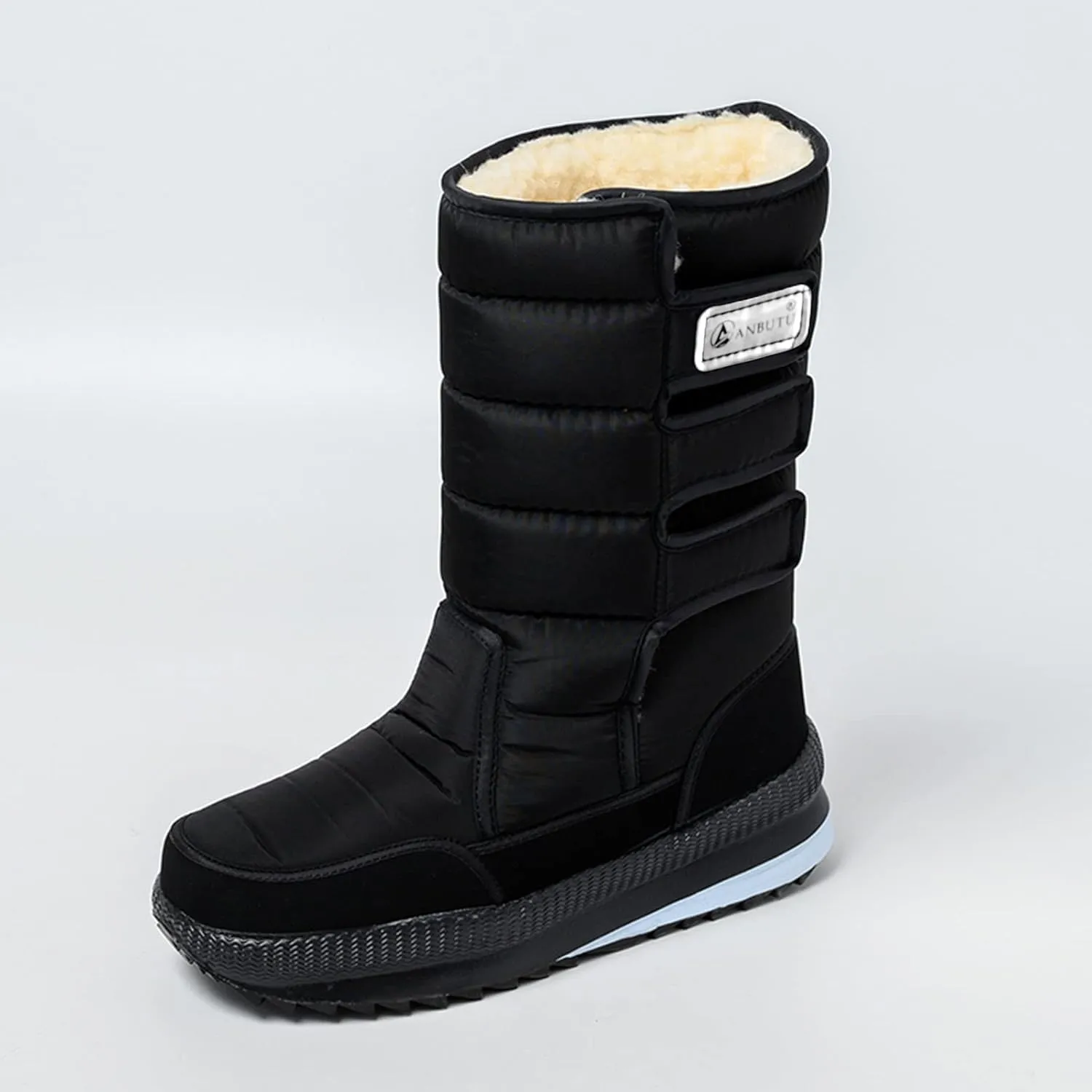 Snow Boots Men Warm Furry Lined Footwear Waterproof Outdoor Casual Winter Boots Slip on Ankle Booties Non-Slip Hiking Walking Boots