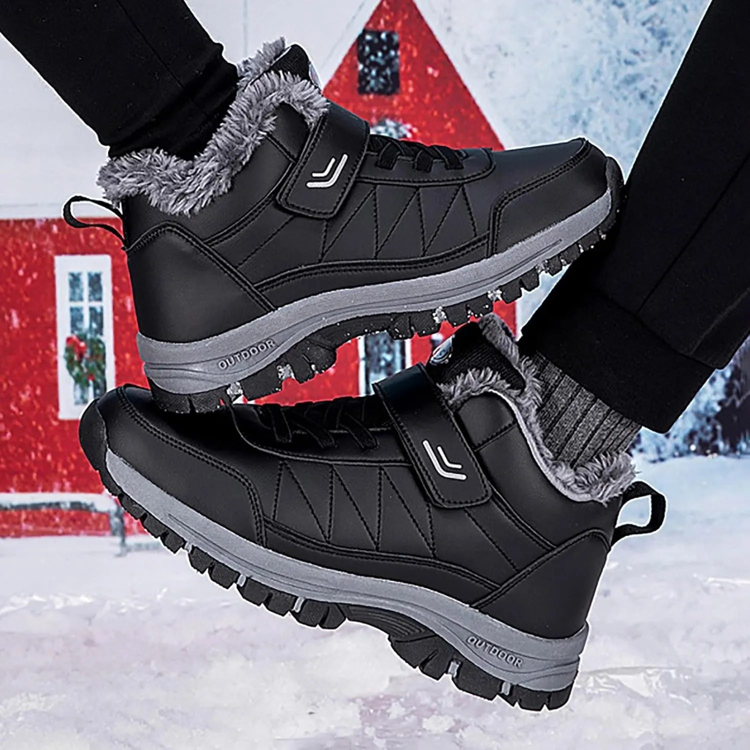 Snow Boots Men Warm Lined Footwear Waterproof Outdoor Lightweight Winter Boots Non-Slip Cold Weather Shoes Hiking Boot Trekking Boots