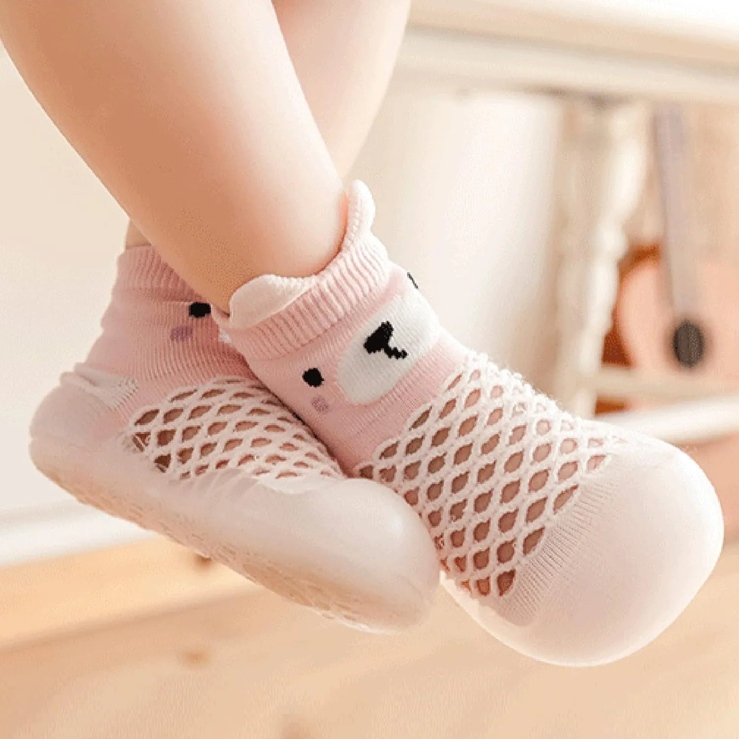 Sock Shoes Toddler Infant Boys Girls Animal Prints Cartoon Socks Shoes Toddler Breathable Mesh The Floor Black Shoes
