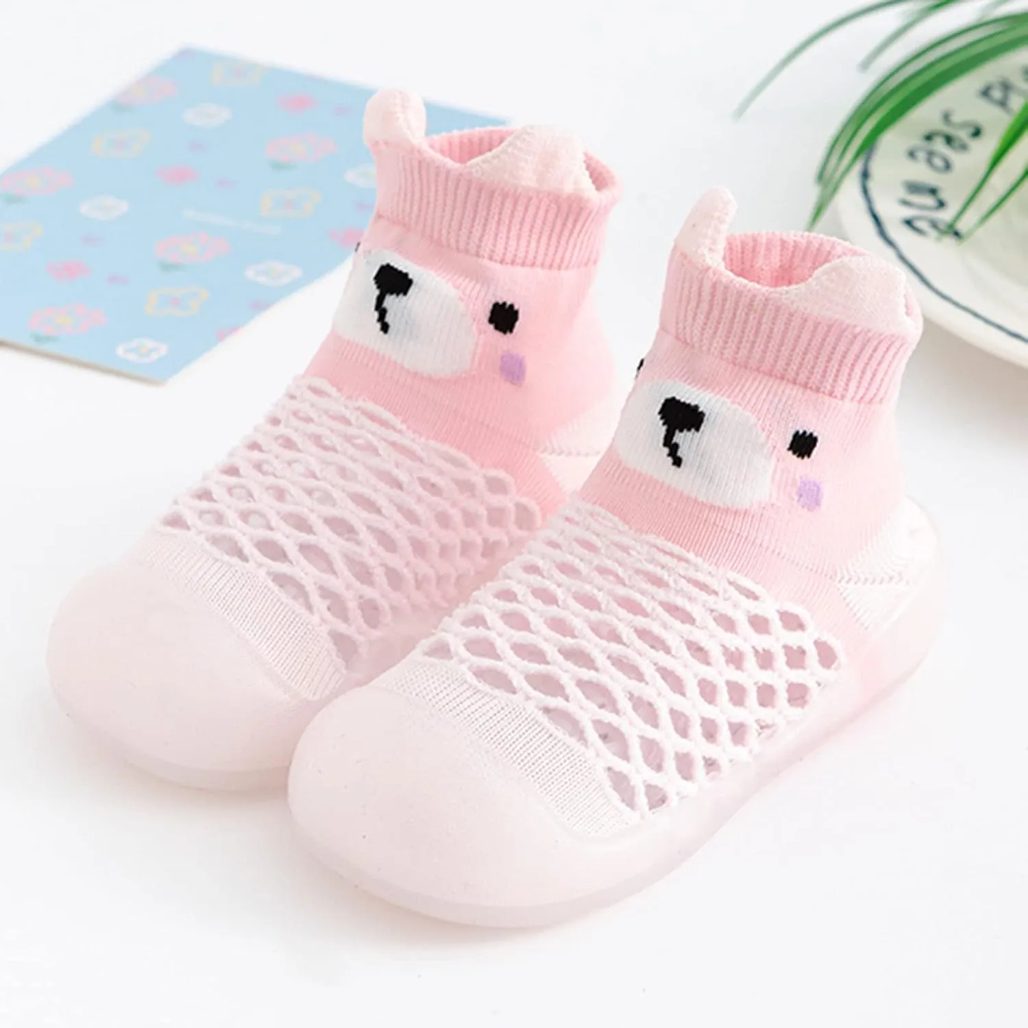 Sock Shoes Toddler Infant Boys Girls Animal Prints Cartoon Socks Shoes Toddler Breathable Mesh The Floor Black Shoes