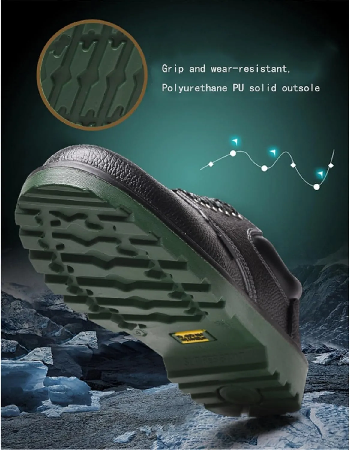 Steel Toe Boots for Men Work, Men's Slip Leather Resistant Anti Smash Lace up Steel Safety Work Boots, Wear Resistant Rubber Outsole Safety Shoes, for Construction, Trekking