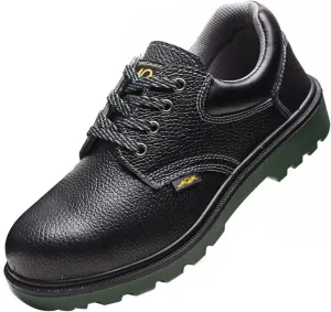 Steel Toe Boots for Men Work, Men's Slip Leather Resistant Anti Smash Lace up Steel Safety Work Boots, Wear Resistant Rubber Outsole Safety Shoes, for Construction, Trekking