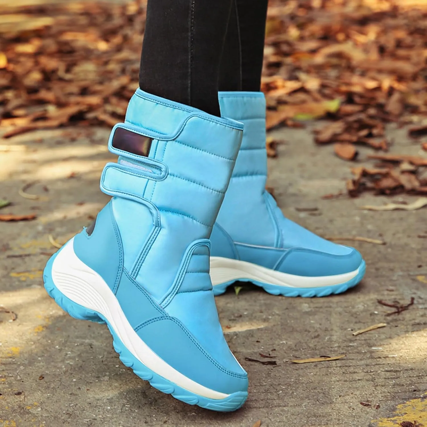 Teen Winter Boots Waterproof Fuzzy Boots Platform Non Slip Boots Comfortable Fur Lined Short Ankle Booties Duck Boots Women