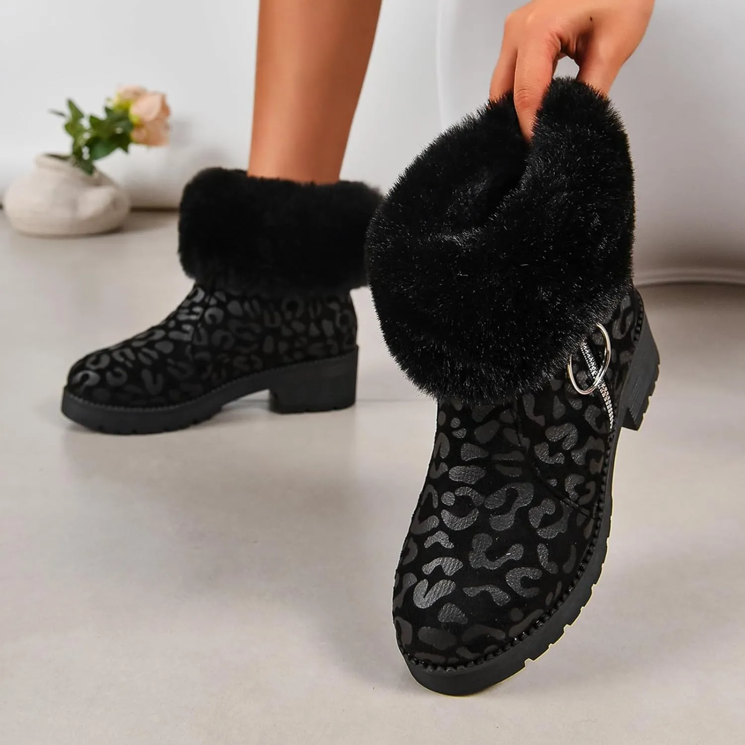 Teen Winter Boots Waterproof Winter Boots Warm Insulated Boots Waterproof Plush Lined Snow Boots Work Boots for Men