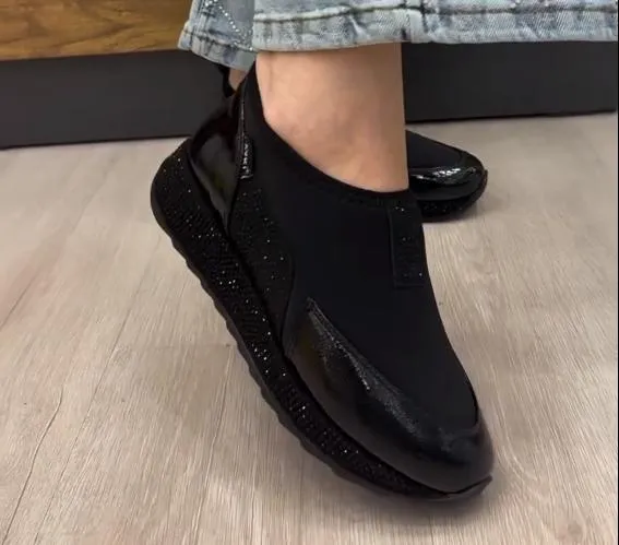 Thick sole sequined wedge sneakers