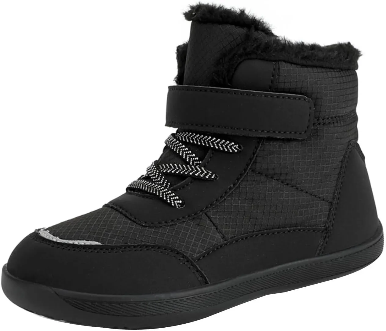 Toddler Big Kids Winter Snow Wide Toe Box Slip Drop Sole Ankle Boots Fur Lined Barefoot Winter Snow Insulated Boots