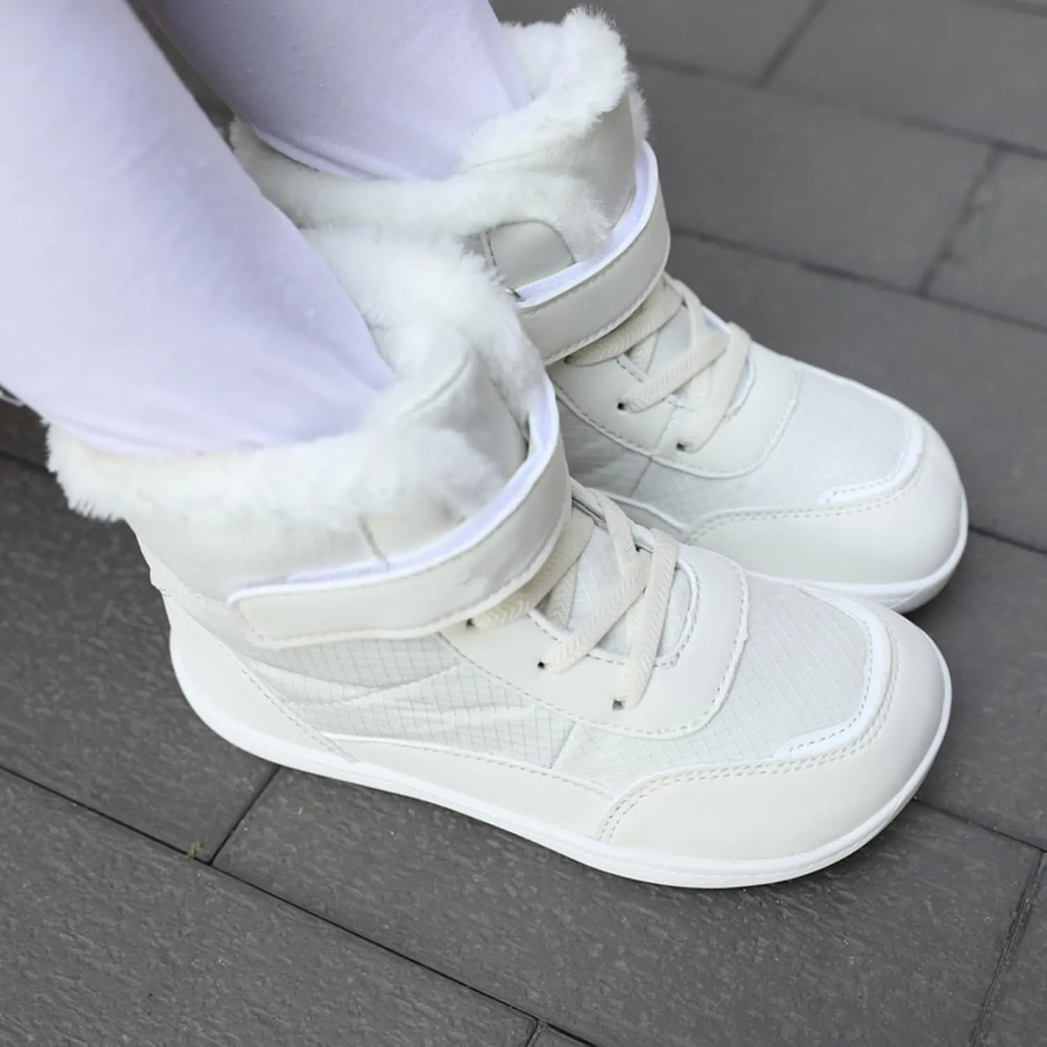 Toddler Big Kids Winter Snow Wide Toe Box Slip Drop Sole Ankle Boots Fur Lined Barefoot Winter Snow Insulated Boots