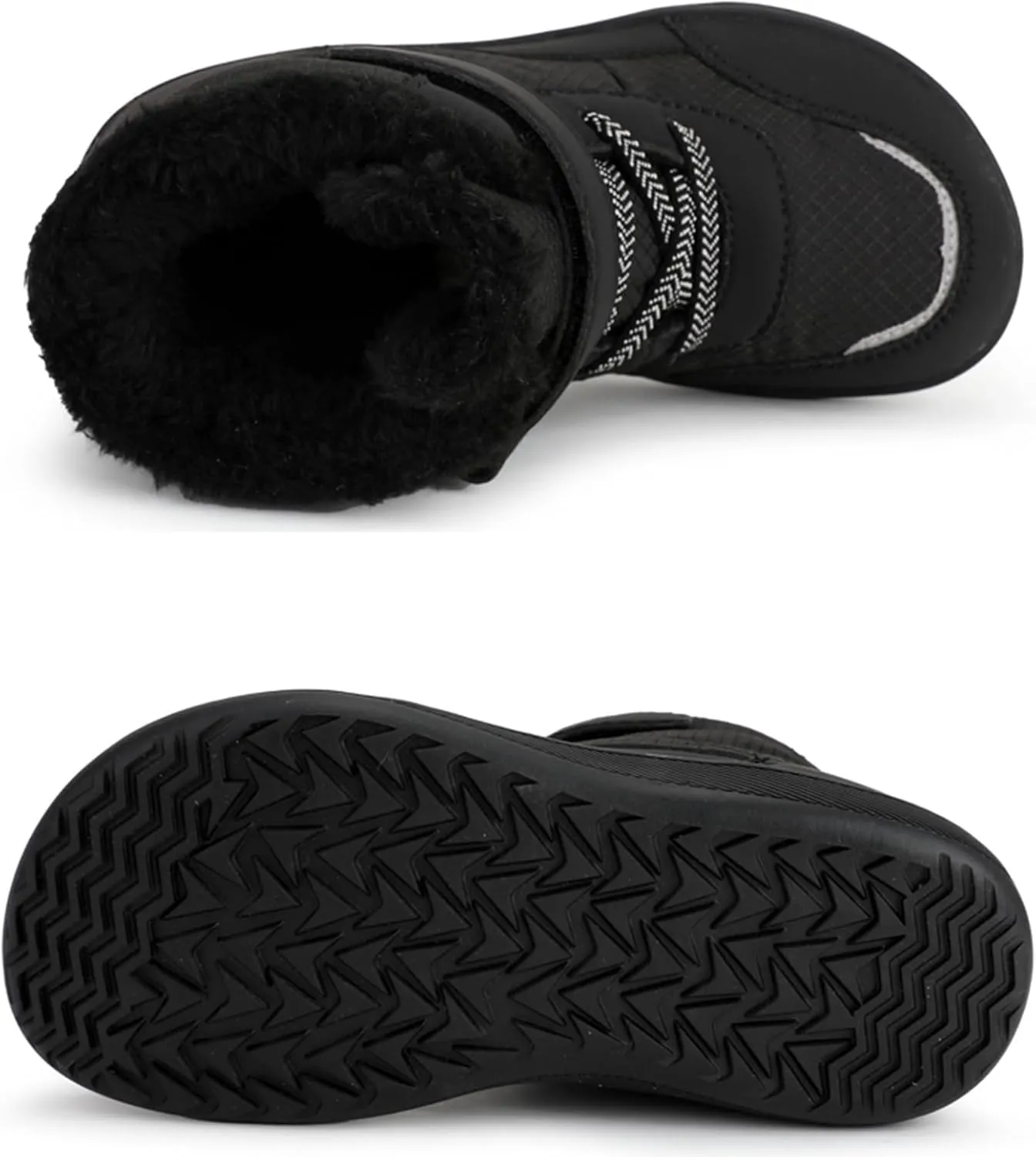 Toddler Big Kids Winter Snow Wide Toe Box Slip Drop Sole Ankle Boots Fur Lined Barefoot Winter Snow Insulated Boots