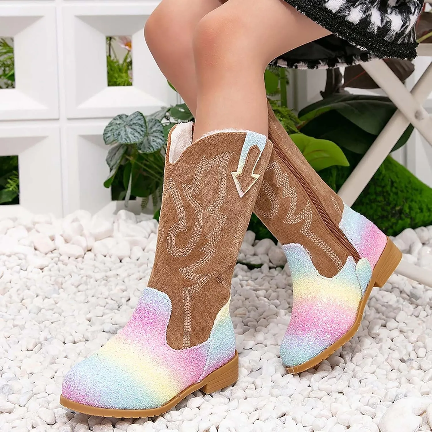 Toddler Girls Cowgirl Boots Western Glitter Cowboy Boot Ankle Boots Little Kids Big Kid Cute Party Birthmen Shoes