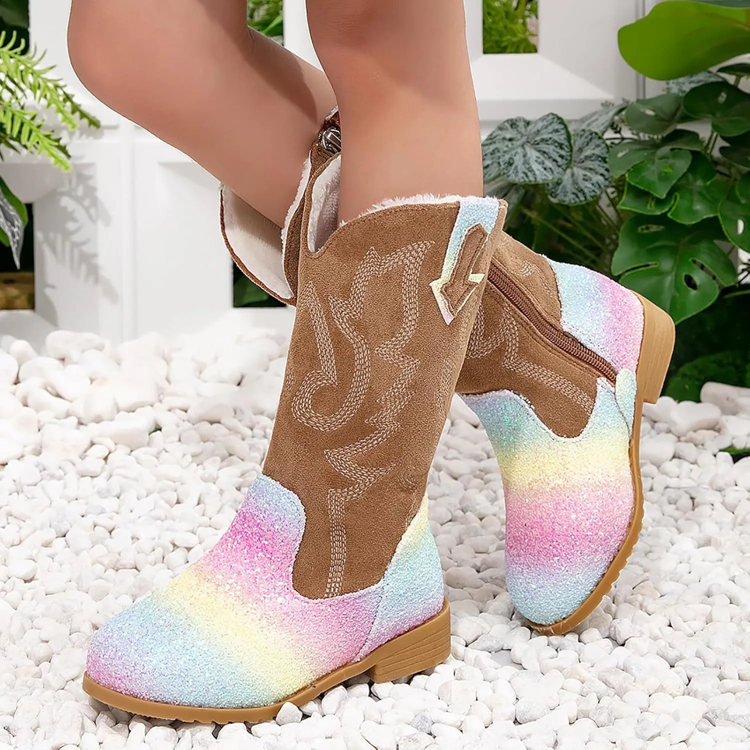 Toddler Girls Cowgirl Boots Western Glitter Cowboy Boot Ankle Boots Little Kids Big Kid Cute Party Birthmen Shoes