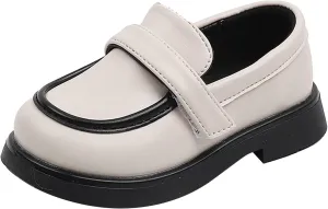 Toddler Girls Dress Shoes PU Leather Wedding School Loafer Dress Children Leather Shoes (Beige, 5.5-6 Years Little Child)