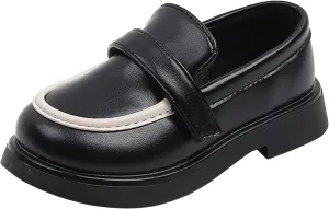 Toddler Girls Dress Shoes PU Leather Wedding School Loafer Dress Children Leather Shoes (Black, 4.5-5 Years Little Child)