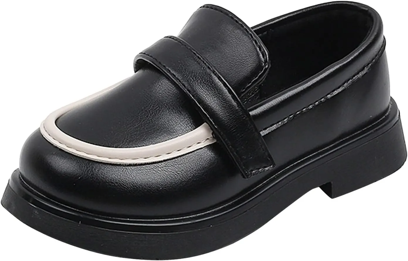 Toddler Girls Dress Shoes PU Leather Wedding School Loafer Dress Children Leather Shoes (Black, 4.5-5 Years Little Child)