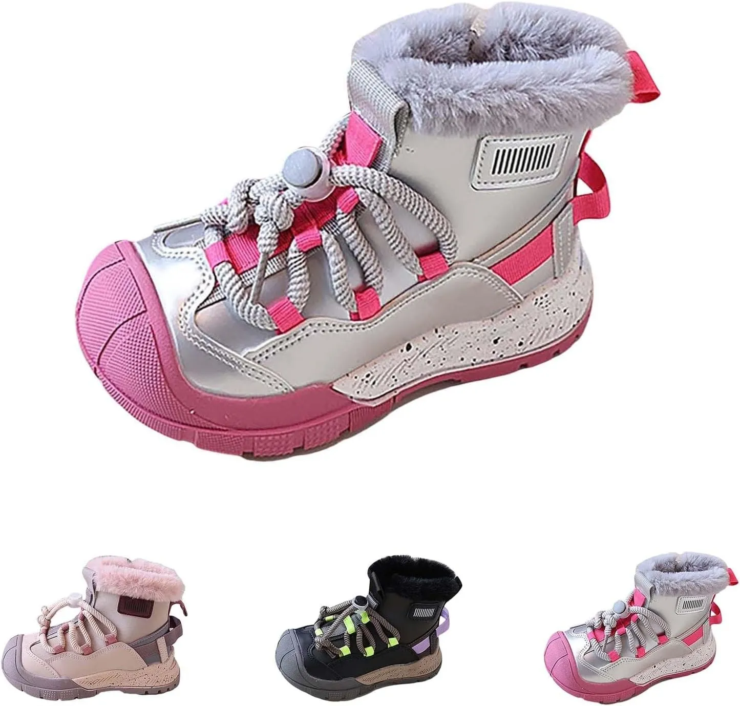 Toddler Kids Snow Boots Warm Comfortable Non Slip Mid Calf Outdoor Cozy Soft Platform Girls Riding Boots with Laces
