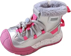 Toddler Kids Snow Boots Warm Comfortable Non Slip Mid Calf Outdoor Cozy Soft Platform Girls Riding Boots with Laces