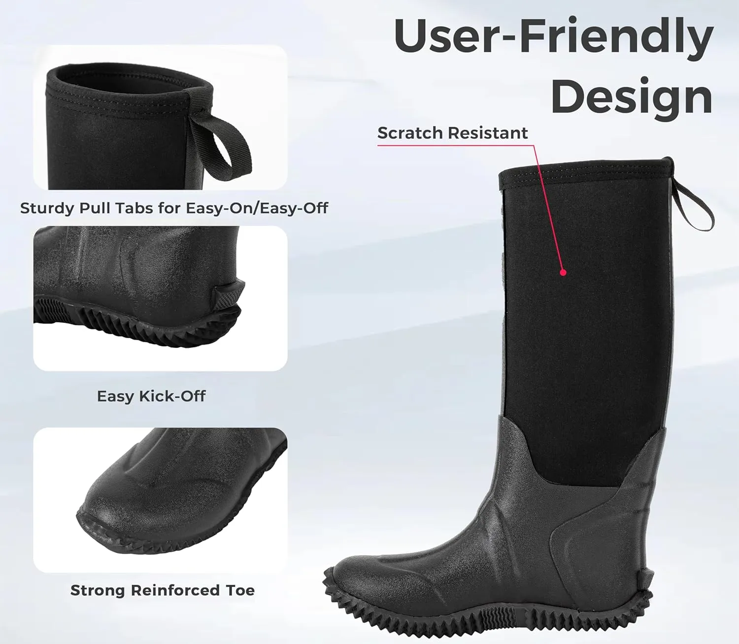 Ubon Rubber Boots for Women Waterproof Neoprene Rain Boots Mud Work Hunting Boots