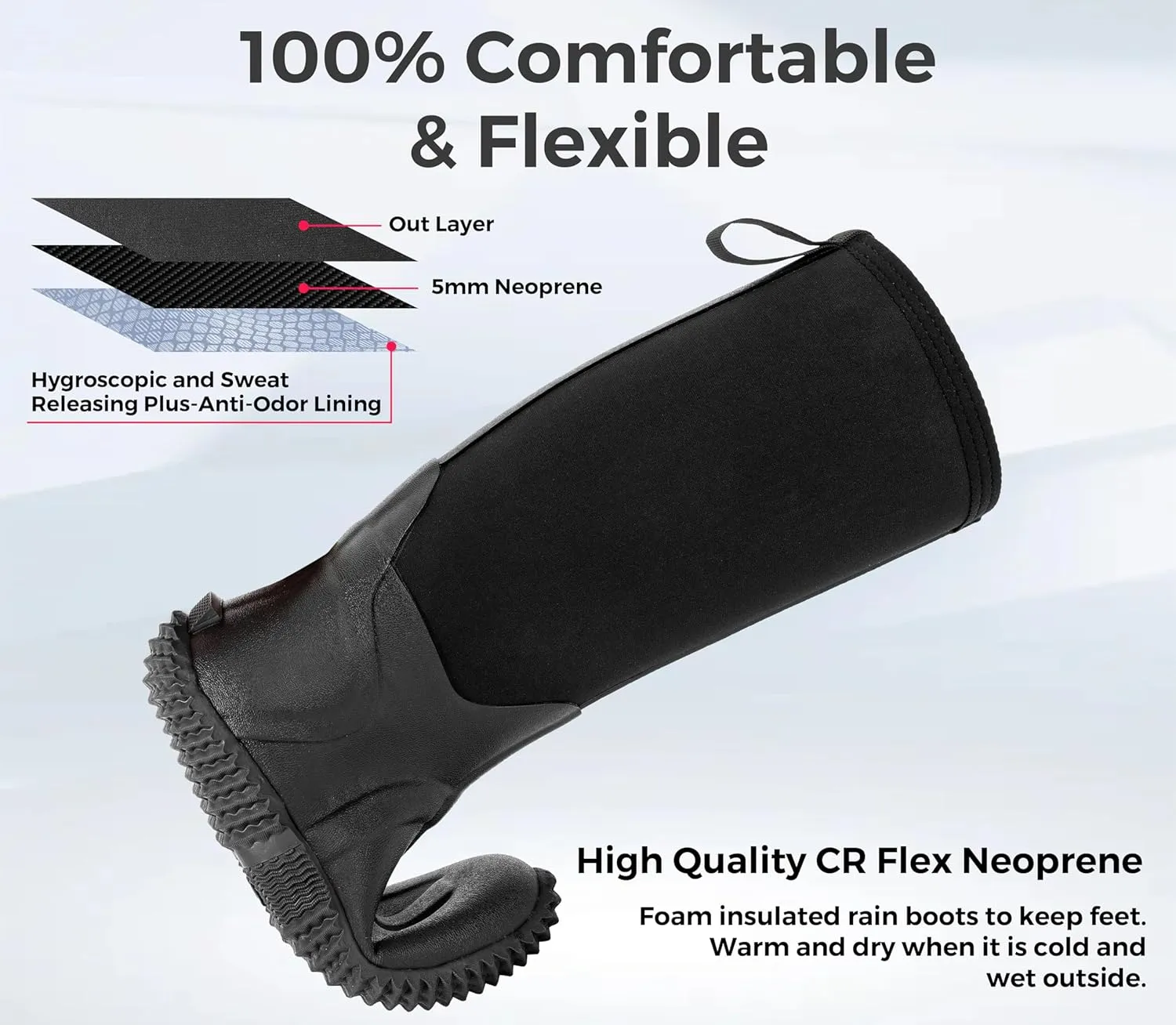 Ubon Rubber Boots for Women Waterproof Neoprene Rain Boots Mud Work Hunting Boots