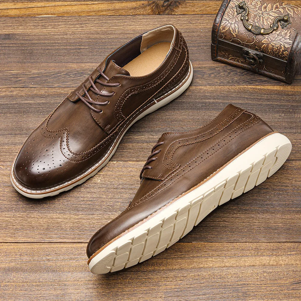 Ultra-Light Brogue Retro Leather Sneakers