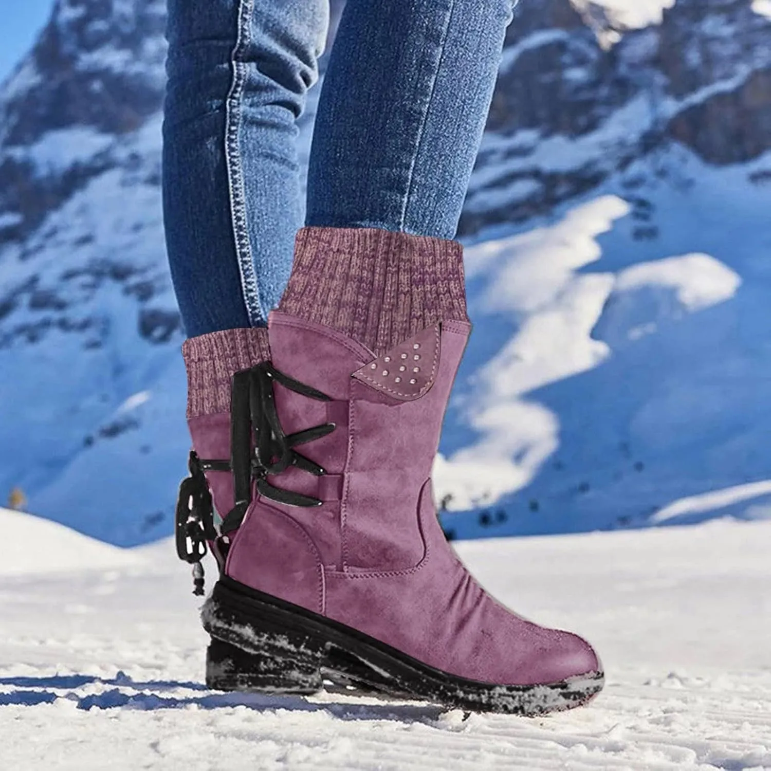 Waterproof Snow Boots for Women Cute Womens Boots Winter Fashion Woman Winter Boots with Fur Women's Snow Boots Anti-Slip Waterproof Botas De Invierno Para Mujer Elegantes