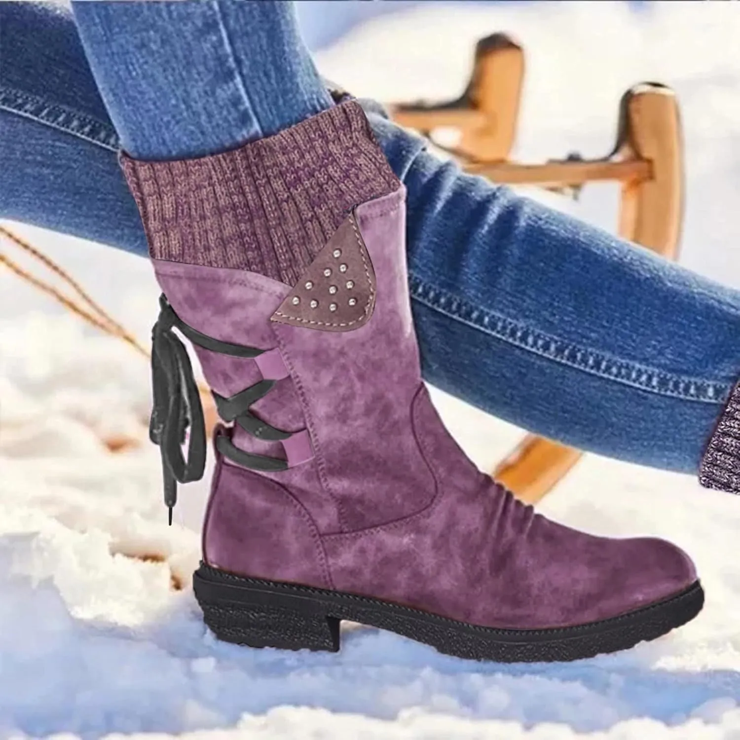Waterproof Snow Boots for Women Cute Womens Boots Winter Fashion Woman Winter Boots with Fur Women's Snow Boots Anti-Slip Waterproof Botas De Invierno Para Mujer Elegantes