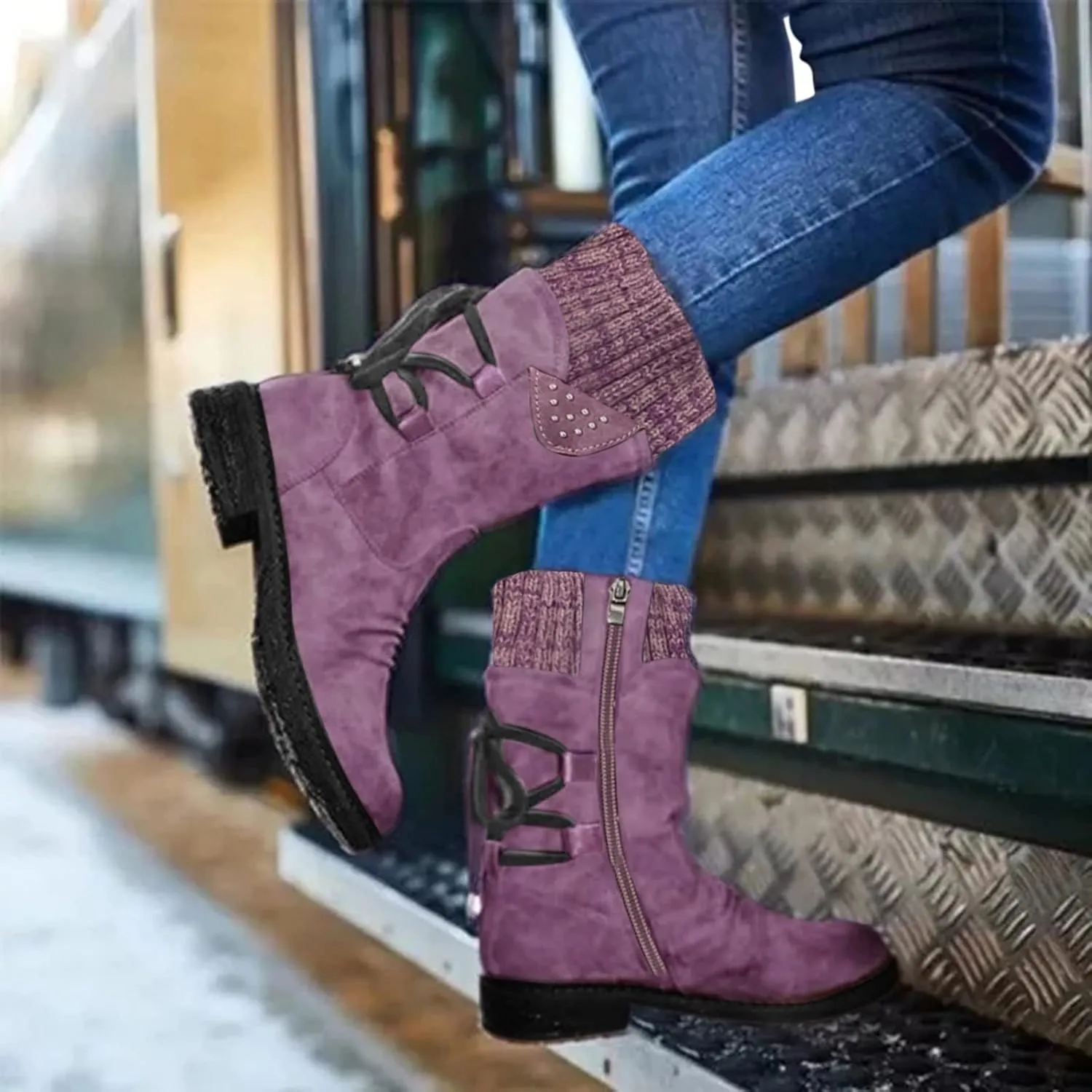 Waterproof Snow Boots for Women Cute Womens Boots Winter Fashion Woman Winter Boots with Fur Women's Snow Boots Anti-Slip Waterproof Botas De Invierno Para Mujer Elegantes