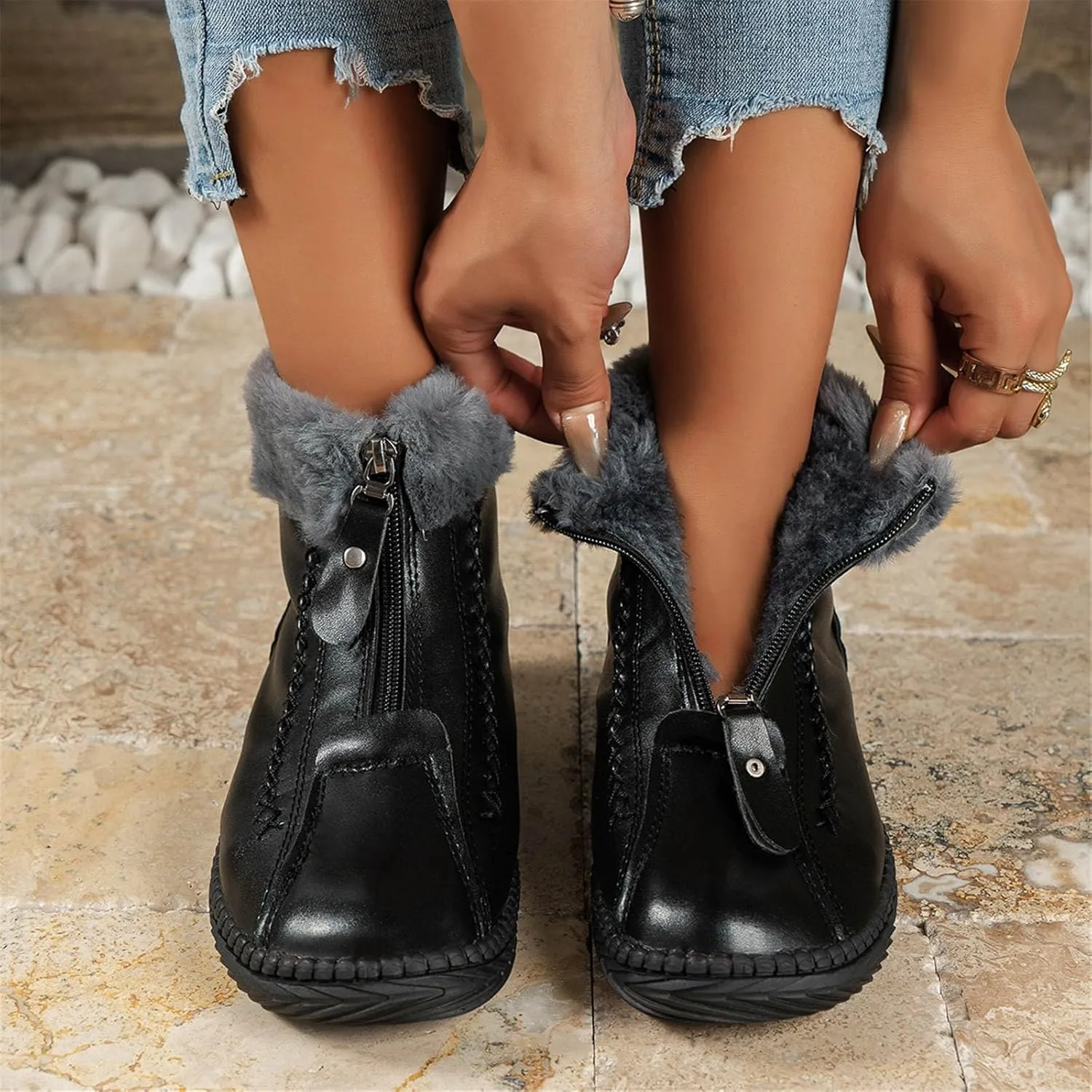 Waterproof Snow Boots for Women Wide Width Woman Snow Boots Slip on Warm Winter Boots Women Waterproof Zapatos De Mujer Para El Frio Y Nieve Womens Winter Sneaker Boot