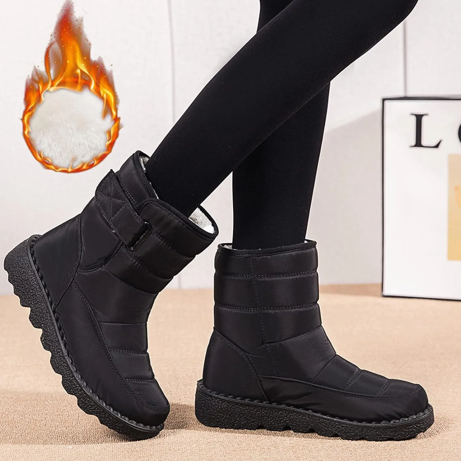 Waterproof Winter Boots Women Wide Snow Boots for Women Cute Ankle Extra Wide Width Women's Winter Boots Outdoor Boots Women 9.5 Botas Para El Frio De Mujer Largas