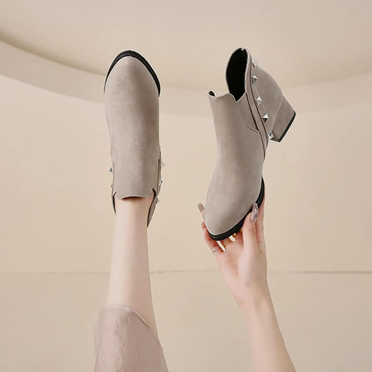Wedge Ankle Boots Womens Western Booties Pointed Toe Ankle Boots Womens Heel Booties Women'S Ankle Boots & Booties Rhinestone Womens Booties Shoes Extra Wide Width