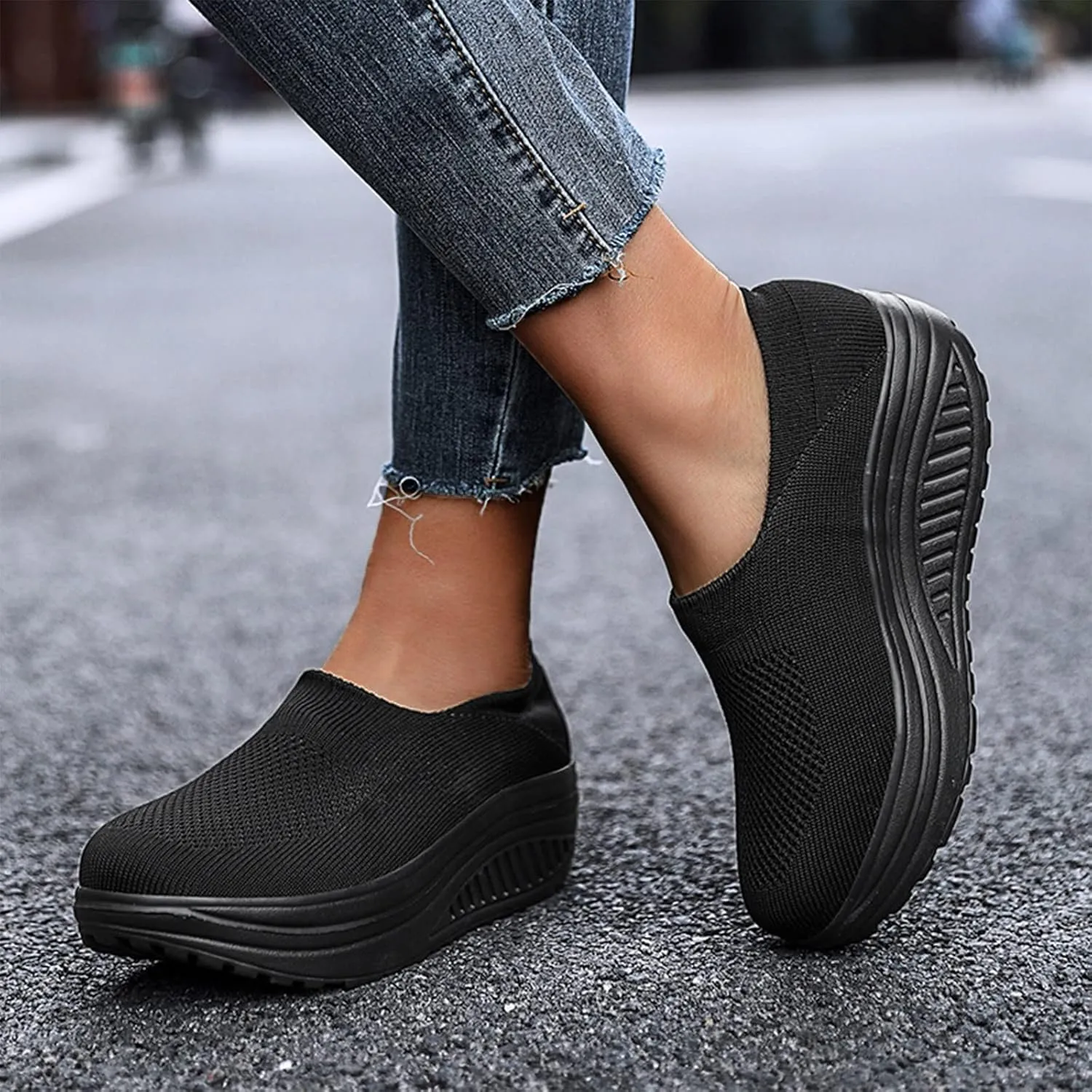 Wedges Sneakers for Women Cute Comfy Work Shoes for Women Slip On Sneakers Women Size 11 Women's Sneakers Wide Width Zapatos De Trabajo para Mujeres Confortables