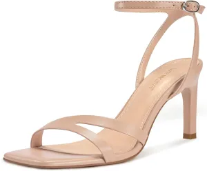 wetkiss Womens Heels Square Open Toe Strappy High Heels with Buckle Ankle Strap Heeled Sandals for Women Party Wedding Daily