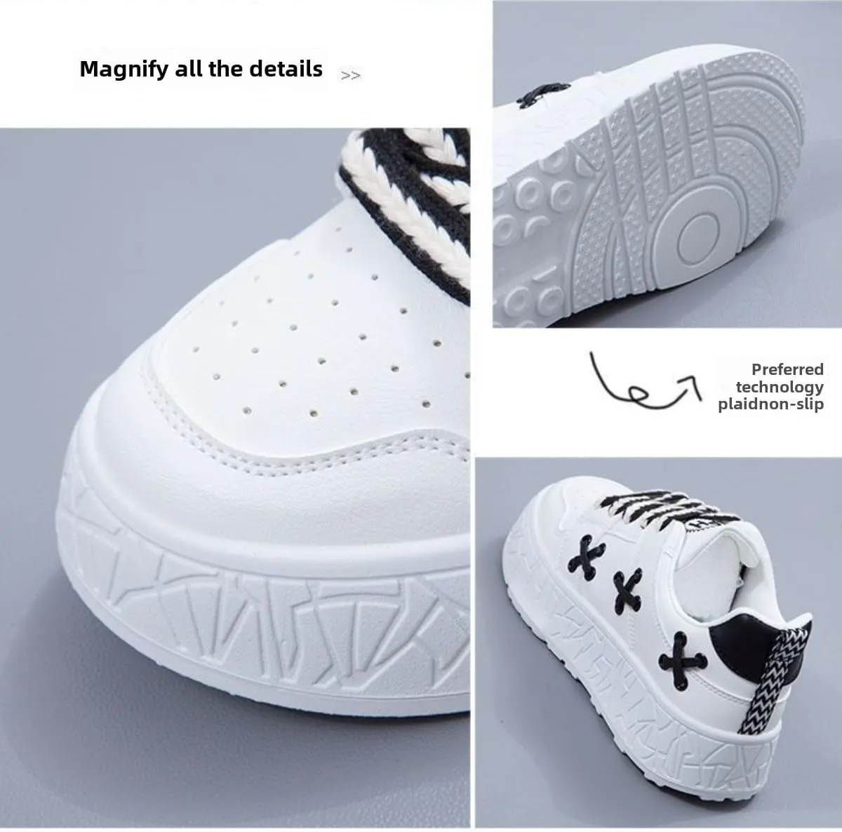 White Tennis Shoes Chunky Platform Casual Sneakers for Women Preppy Thick Sole Walking Skate Shoes Lace Up All Seasons