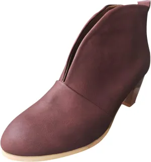 Wide Width Ankle Boots for Women,Stylish V Cut Pull On Wedge Booties Chunky Block Stacked Mid Heel Arch Support Short Boots Low Top Almond Toe Daily Walking Dressy Party Boots