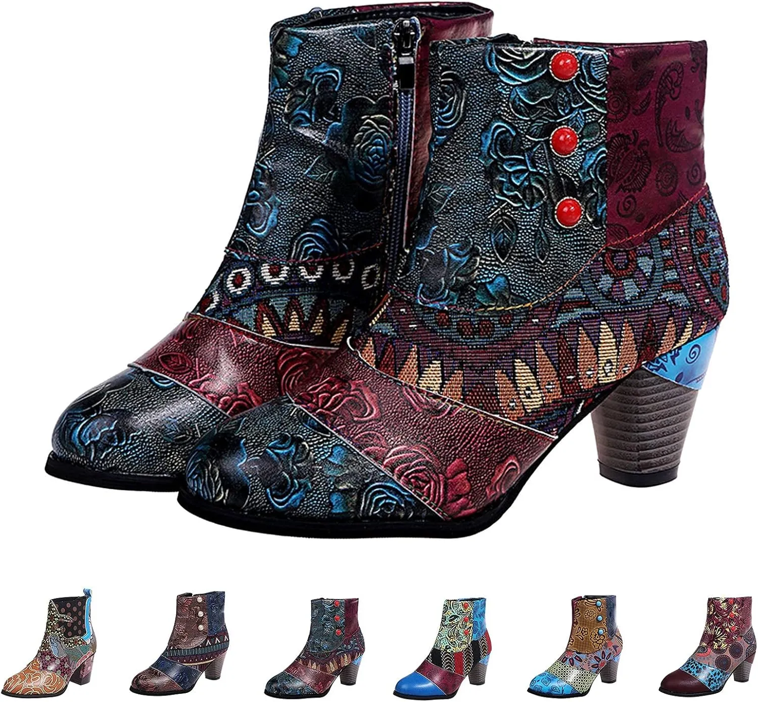 Wide Women's Ankle Boots Thick Heel Low Heeled Booties for Women Womens Booties Wide Width Foot Leather Ankle Boots for Women Size 12 Brown Leather Booties for Women High Heel Red Heel Booties Women Ankle Boots
