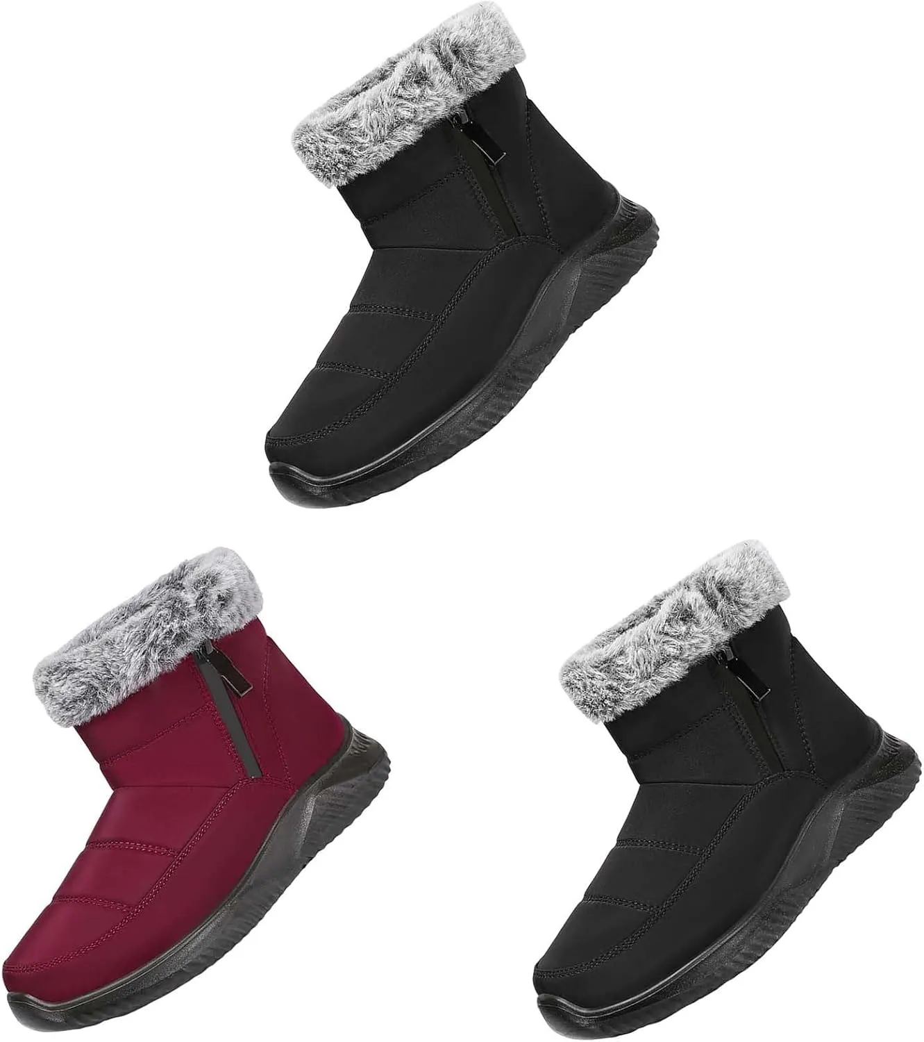 Winter Boots for Women Snow Warm Fu Lined aterproof Ankle Booties Slip On Non Slip Flat Comfortable Womens Shoes