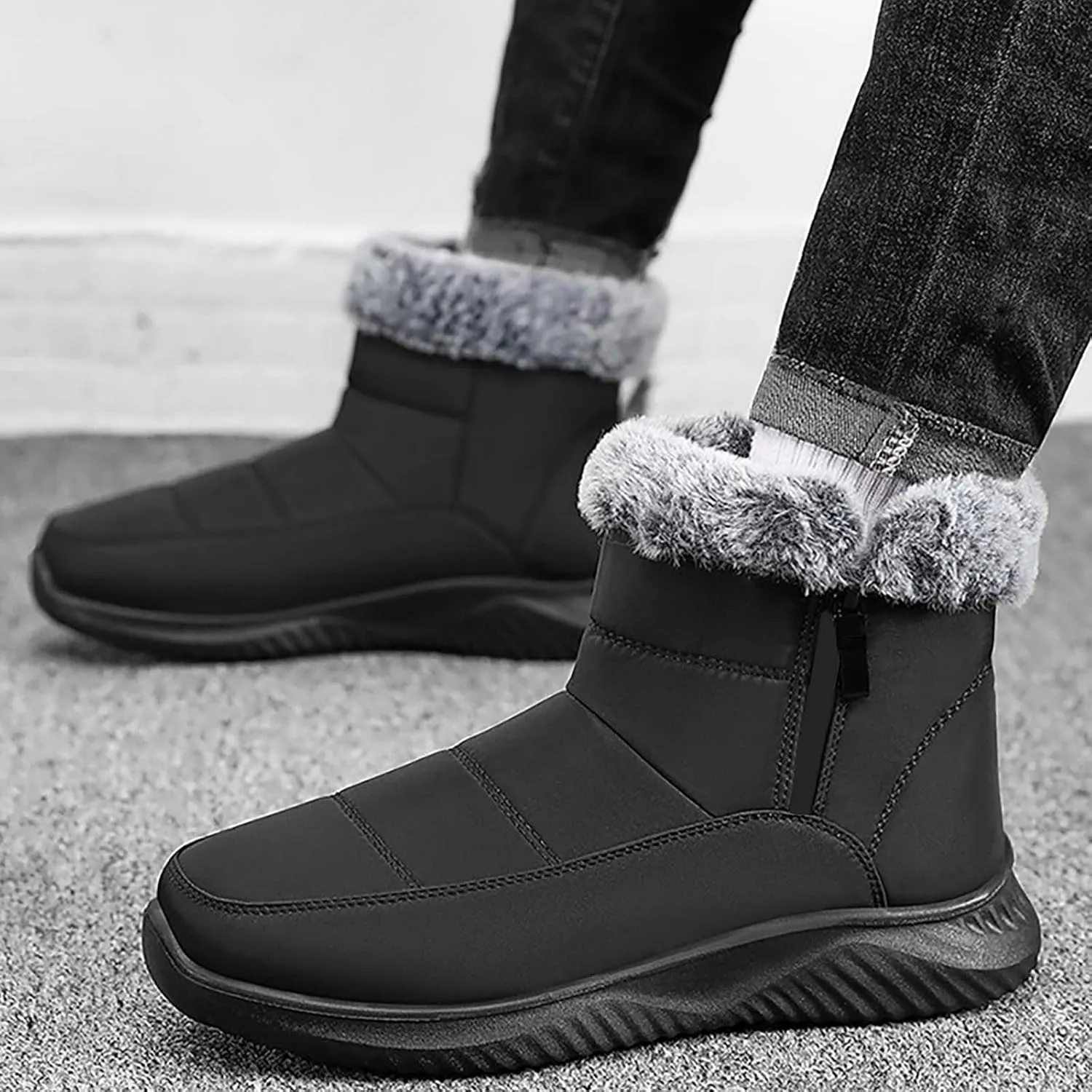 Winter Boots for Women Snow Warm Fu Lined aterproof Ankle Booties Slip On Non Slip Flat Comfortable Womens Shoes