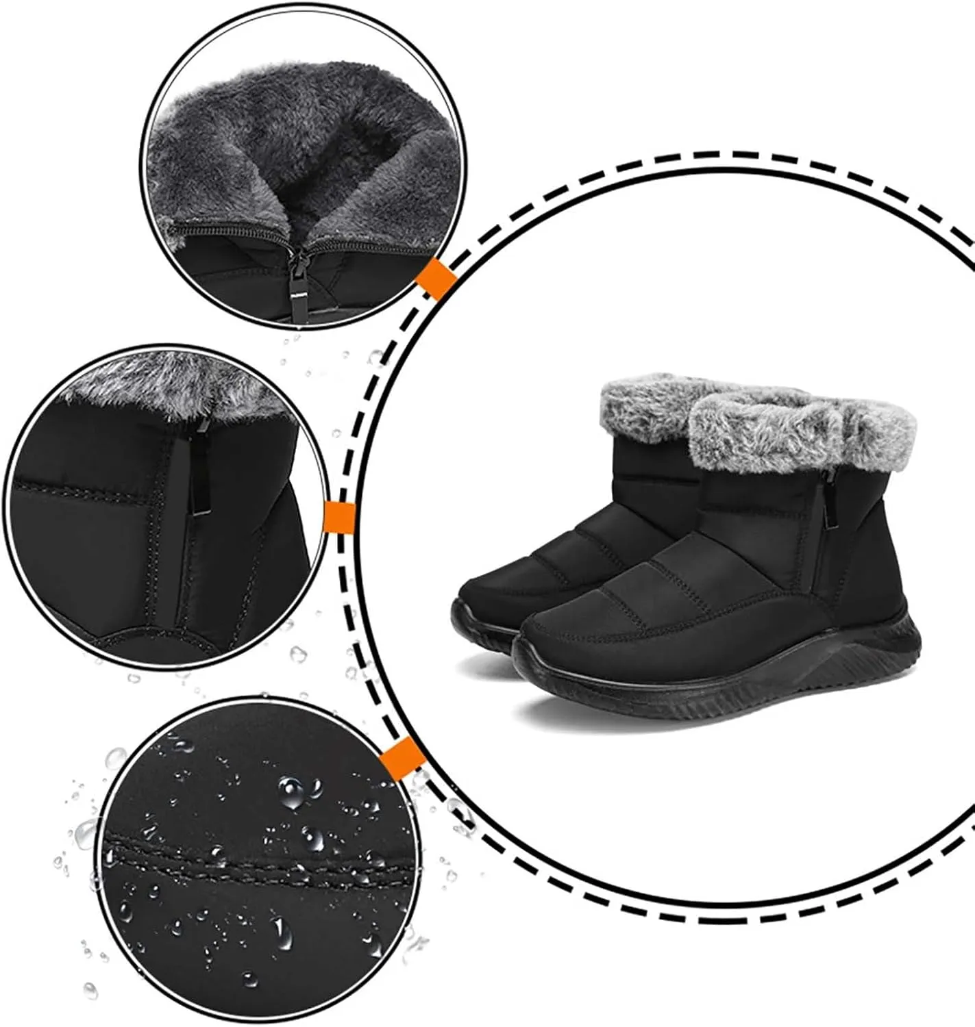 Winter Boots for Women Snow Warm Fu Lined aterproof Ankle Booties Slip On Non Slip Flat Comfortable Womens Shoes