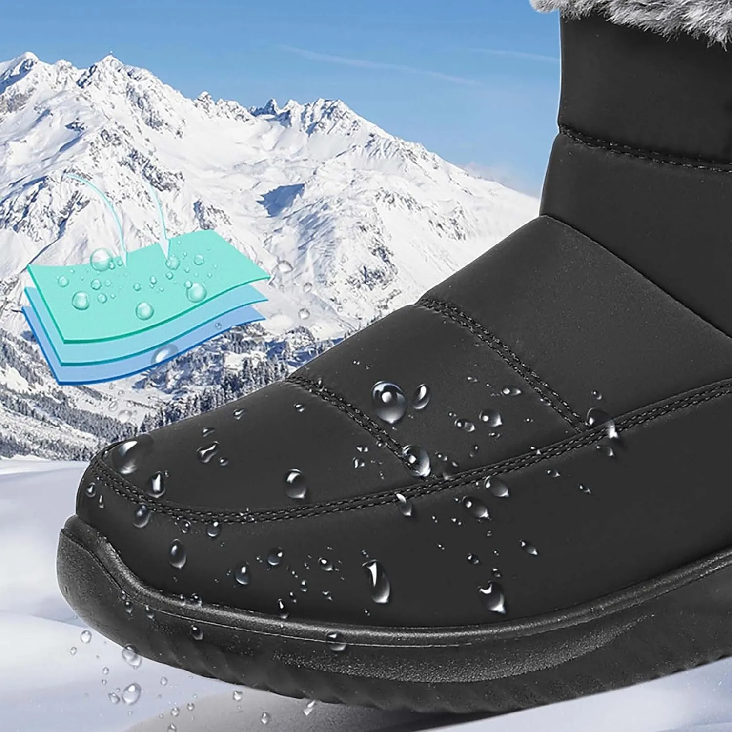Winter Boots for Women Snow Warm Fu Lined aterproof Ankle Booties Slip On Non Slip Flat Comfortable Womens Shoes