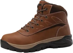 Winter Men's Boots Thick Plush Warm Men's Snow Boots Waterproof Men's Ankle Boots Outdoor Hiking Boots Work Boots Brown 8.5