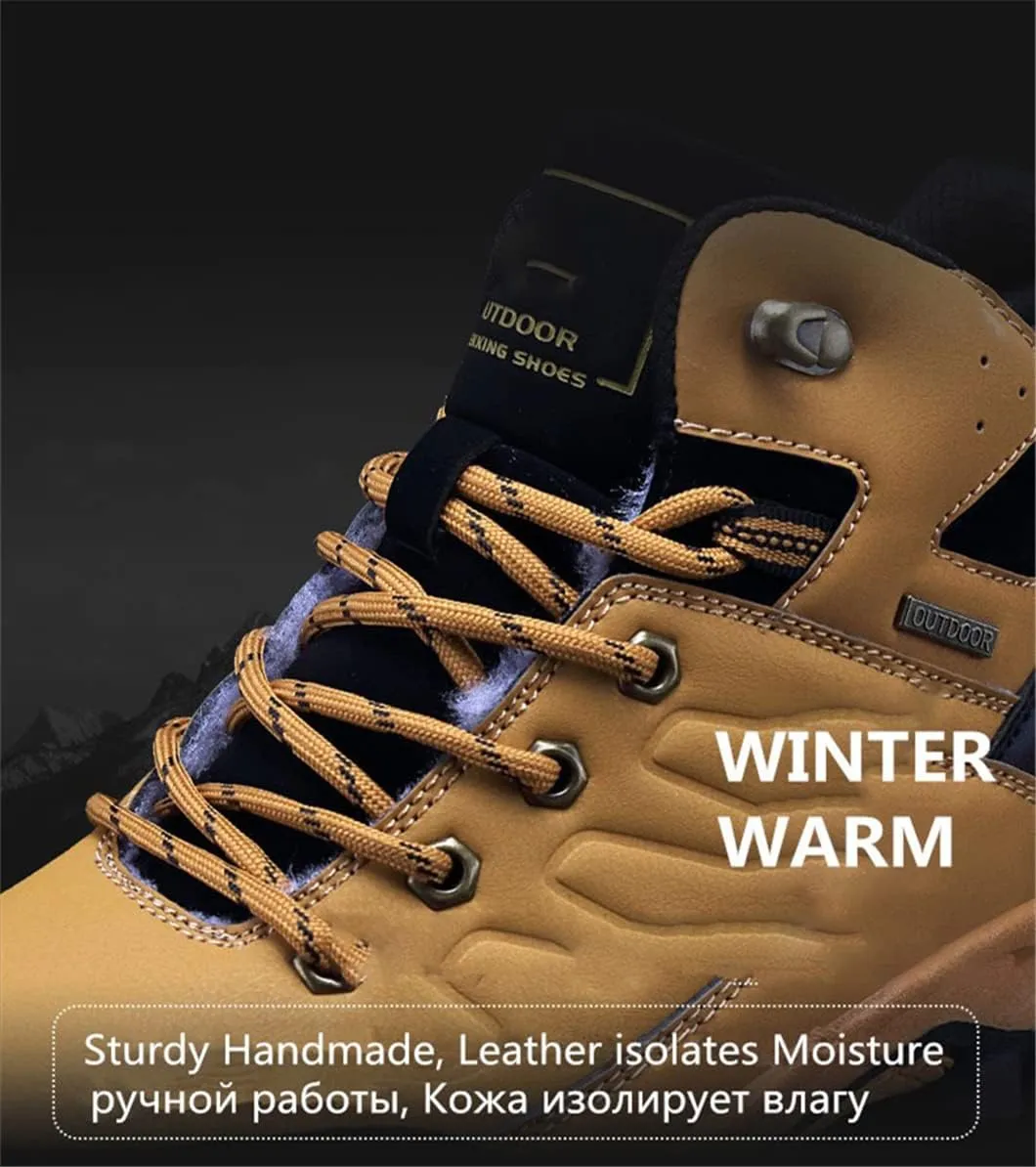 Winter Snow Boots Warm Plush Men's Boots Outdoor Hiking Boots Waterproof Men's Ankle Boots Walking Boots